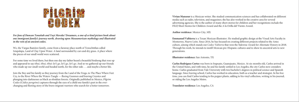 Pilgrim Codex by Vivian Mansour, Illustrated by Emmanuel Valtierra, Translated by Carlos Rodríguez Cortez